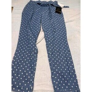 NWT Almost Famous Lightweight Cotton Polka Dot Denim Style Pant NEW Jrs Size Med